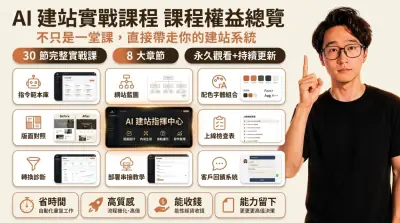 AI自動化建站實戰課程權益總覽